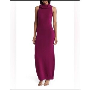 Ronny Kobo Dress Size Medium Acosta Knit Maxi Cowl Neck Fuchsia/ Purple